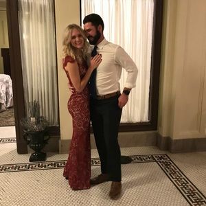 WINDSOR - Red Backless Mermaid Formal Dress